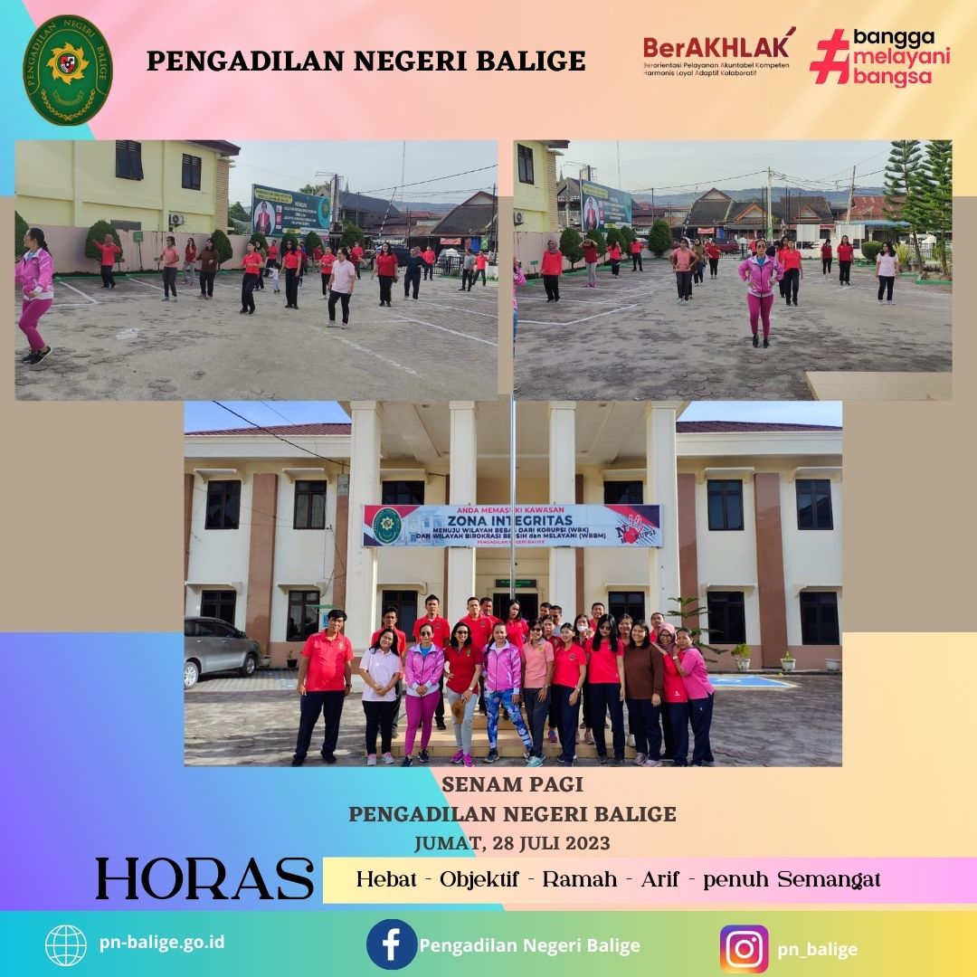 Senam Pagi PN Balige Jumat, 28 Juli 2023
